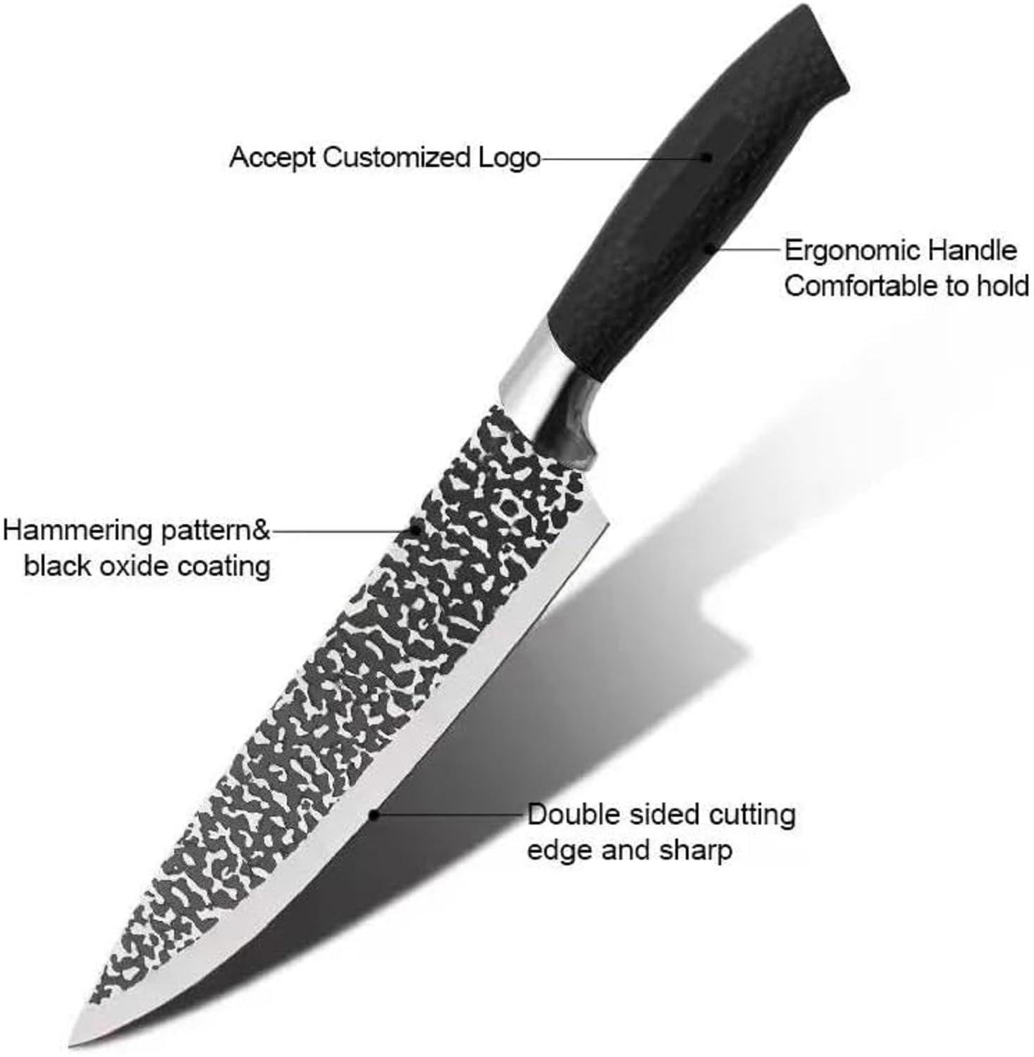 6PC Kitchen Knife Set RazorSharp Stainless Steel with Handle Include Peeler & Scissor