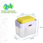 [Pack of 3 pcs] Hi-Care 2-In-1 Soap Pump Dispenser & Sponge Holder Kitchen Sink Washing Soap Dispenser Dishwashing Dispensers with Sponge One-Handed Operation Instant Refill Dish Soap Dispenser