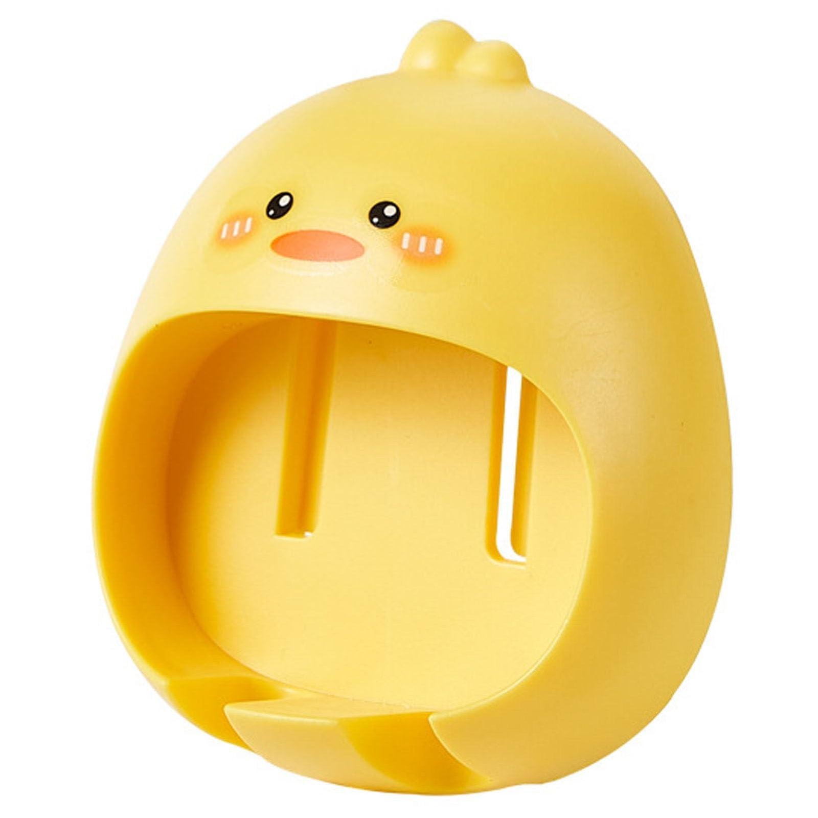Limitless Cartoon Animal Wall-Mounted Toothbrush Holder Punch-Free Egg Yolk Duck Design, Multipurpose Bathroom Organizer for Kids & Adults