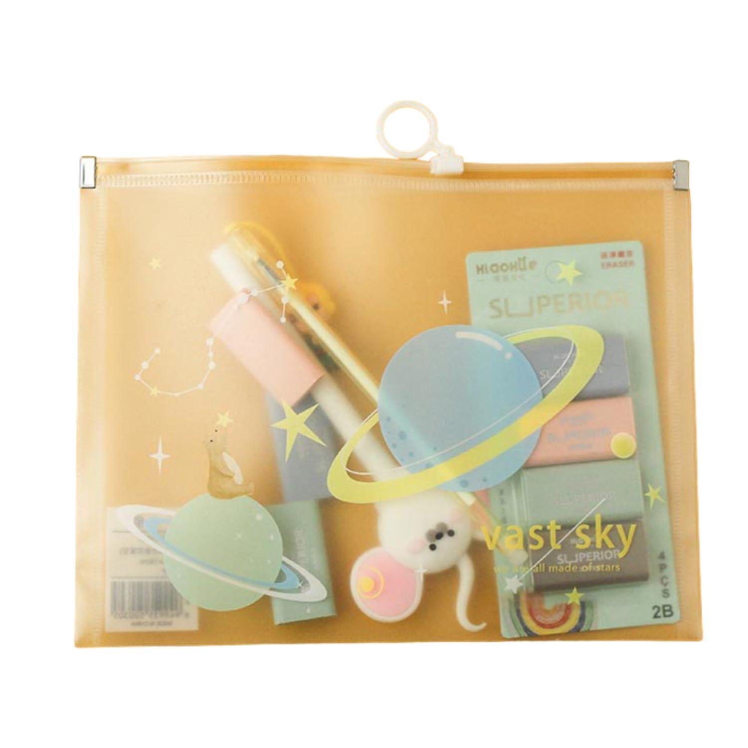 Limitless Plastic Zipper File, Storage Bag Antique Rhythm Brushed Edge for Documents