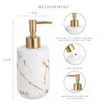 OFRANK Bathroom Accessory Set, 4 Pcs Marble Look Ceramic Countertop Accessory Set Nordic Elegant Bathroom Décor Accessories with Soap Dispenser, 2 Bathroom Tumblers, Soap Dish (White Marble)