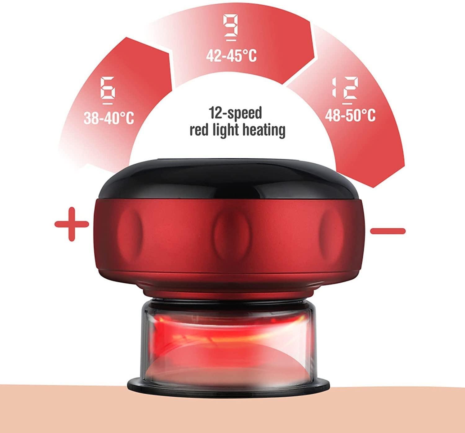 Electronic Cupping Therapy, Rechargeable Adjustable Handheld Cupping Therapy Massager with Red Light Therapy/12 Gears, Powerful Cupping Machine Massager for Back Body
