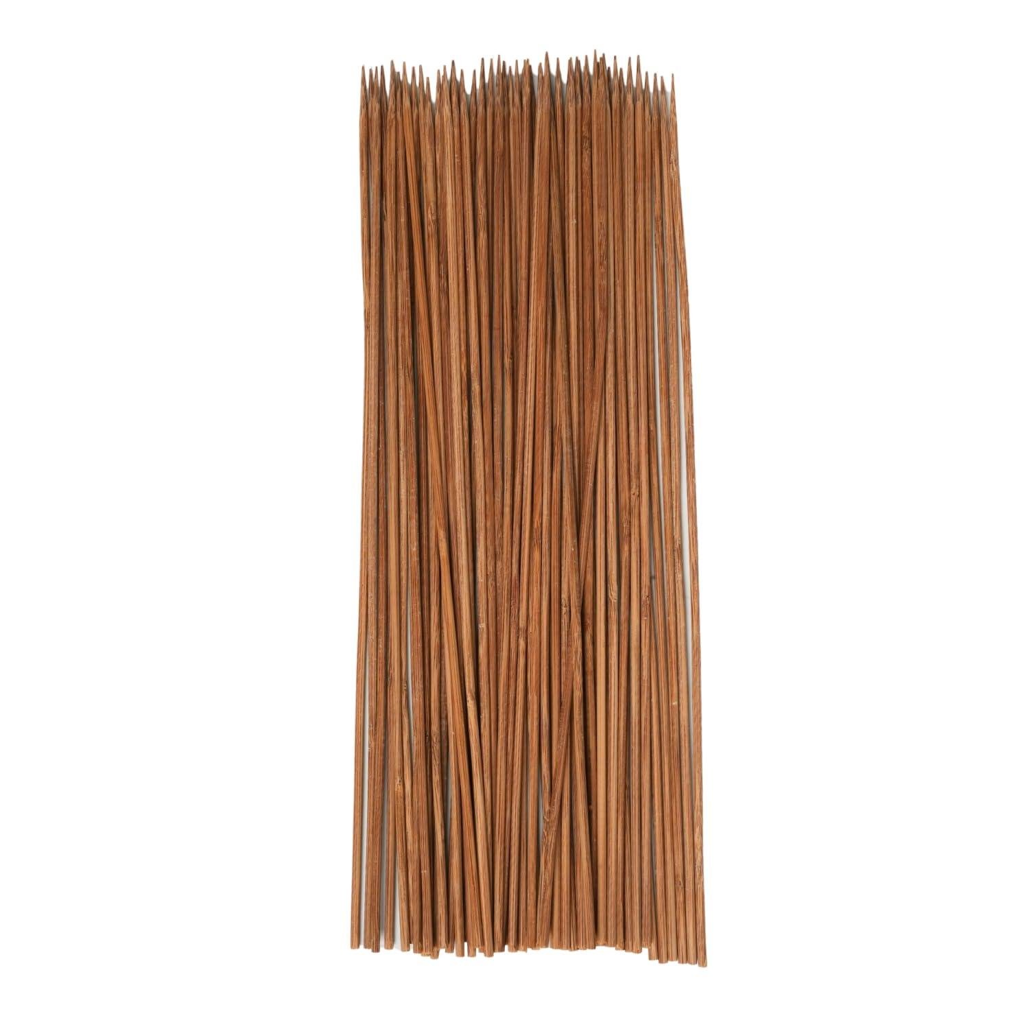 1Pack Carbonized Knotless Barbecue Skewers Perfect for Grilling, Barbecue,Meat, Brown