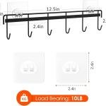 Kitchen Utensil Hooks, Utensil Hangers with 6 Hooks Space Saving No Drilling Waterproof Wall Hook for Kitchen Bathroom Bedroom Black(2 Pack)