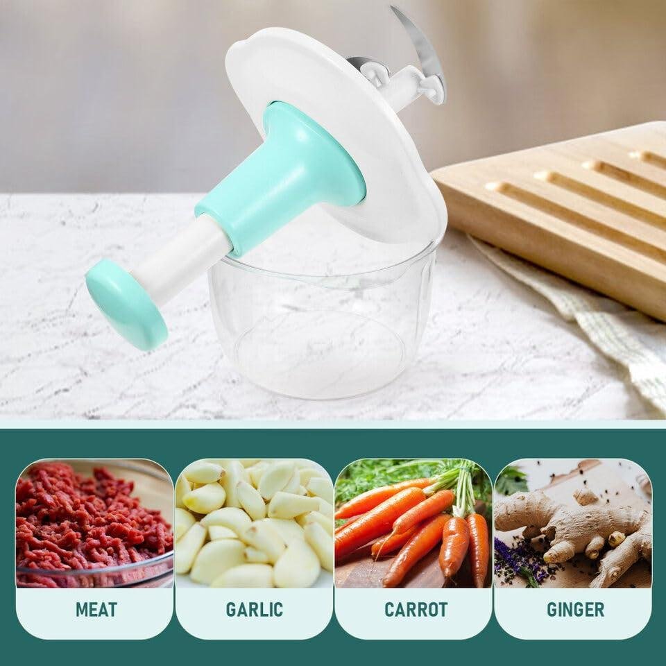 Kitchen hand press manual vegetable chopper Mixer Cutter for Onion, Salad, Tomato, Garlic, Large Vegetable & Fruit Chopper Handheld Food Chopper and Blender Green, TJ331