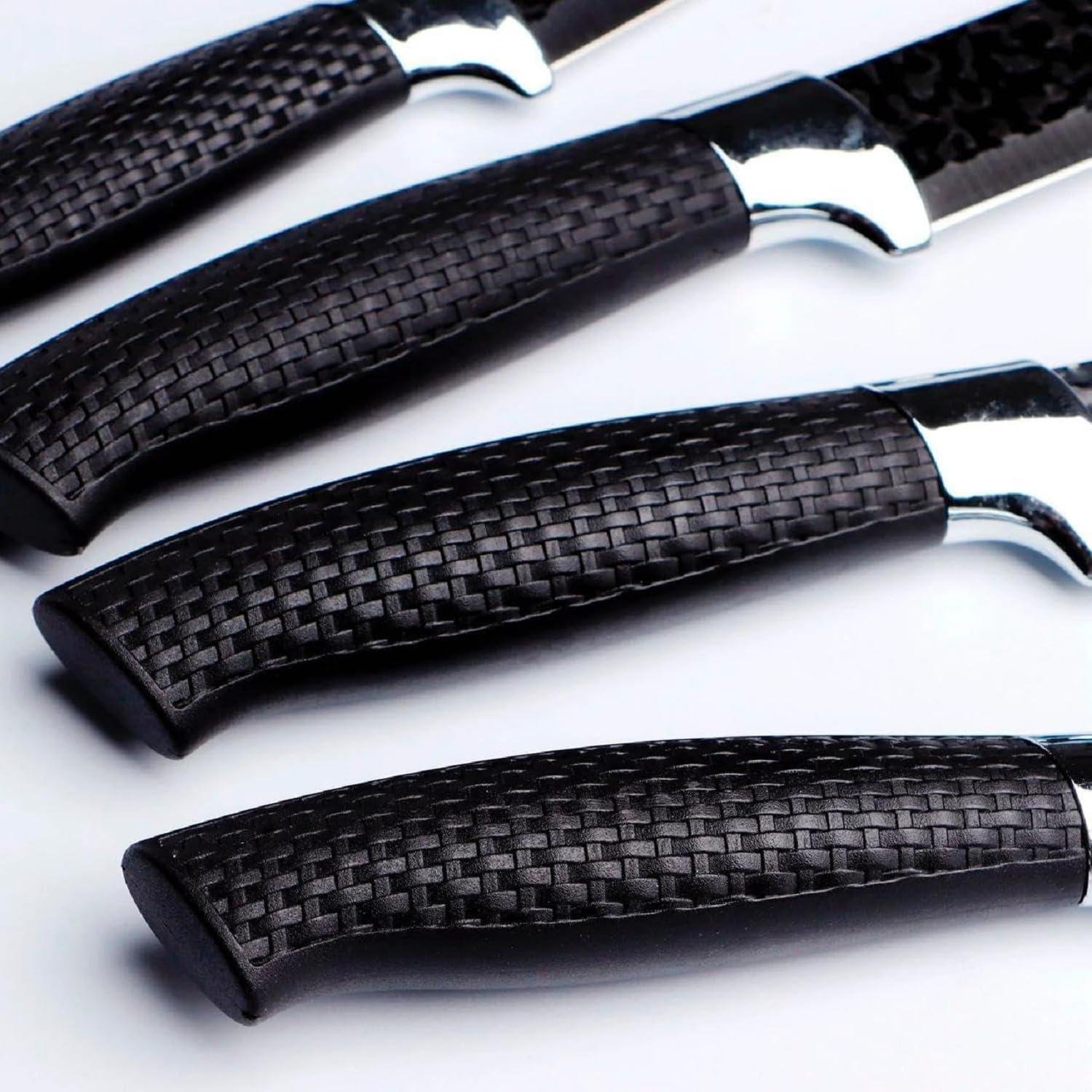 6PC Kitchen Knife Set RazorSharp Stainless Steel with Handle Include Peeler & Scissor