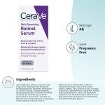 CeraVe Anti Aging Retinol Serum 1 Ounce Cream Serum for Smoothing Fine Lines and Skin Brightening Fragrance Free, 1 Fl Oz (Pack of 1)