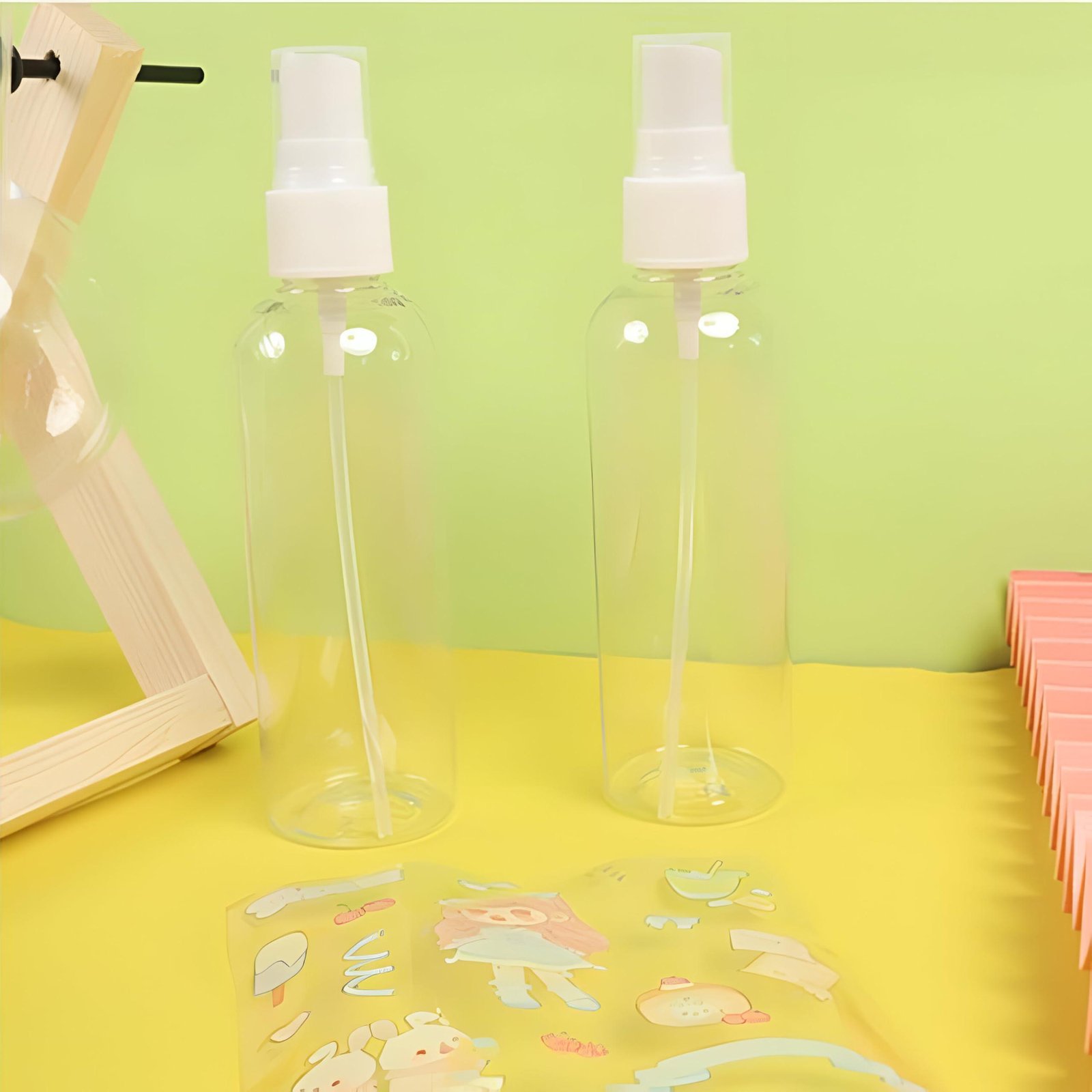 Limitless 4PC Cartoon Small Spray Bottle Reusable Spray Bottle Refillable Spray Bottle Leak-Proof, Perfect For Travel, Makeup, And Pet Care Travel Liquid (White)
