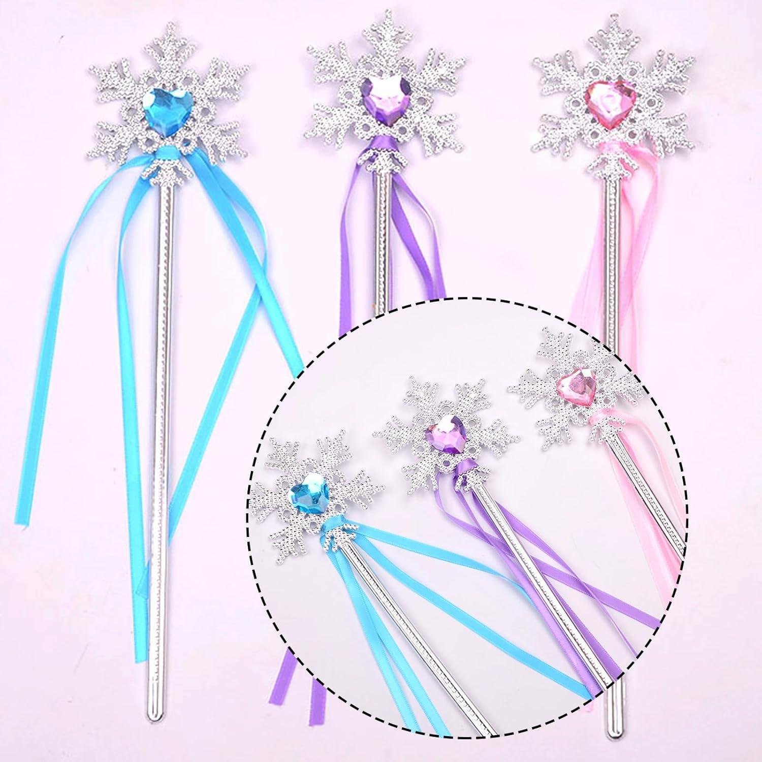 Princess Wand Butterfly with Fabric Bands and Gemstones, Plastic, Fairy Tale, Mariposa, Accessory, Costume, Carnival Accessories Set Costume Princess Children Decorations for Baby Girls (Purple)