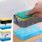 [Pack of 3 pcs] Hi-Care 2-In-1 Soap Pump Dispenser & Sponge Holder Kitchen Sink Washing Soap Dispenser Dishwashing Dispensers with Sponge One-Handed Operation Instant Refill Dish Soap Dispenser