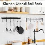 Kitchen Utensil Hooks, Utensil Hangers with 6 Hooks Space Saving No Drilling Waterproof Wall Hook for Kitchen Bathroom Bedroom Black(2 Pack)