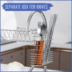Limitless 2 Tier Stainless Steel Dish Rack Metal Dish Drainer with Removable Drain Board with Utensil Holder Cup Holder Dish Drainer for Kitchen Counter Top