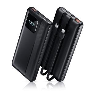 Power Bank Portable Charger 10000mAh 22.5W Fast Charging Mini Powerbank with Built in USB C and IOS Cables, Mobile Phones Battery Pack for iPhone Android iPad Samsung Google Pixel LG