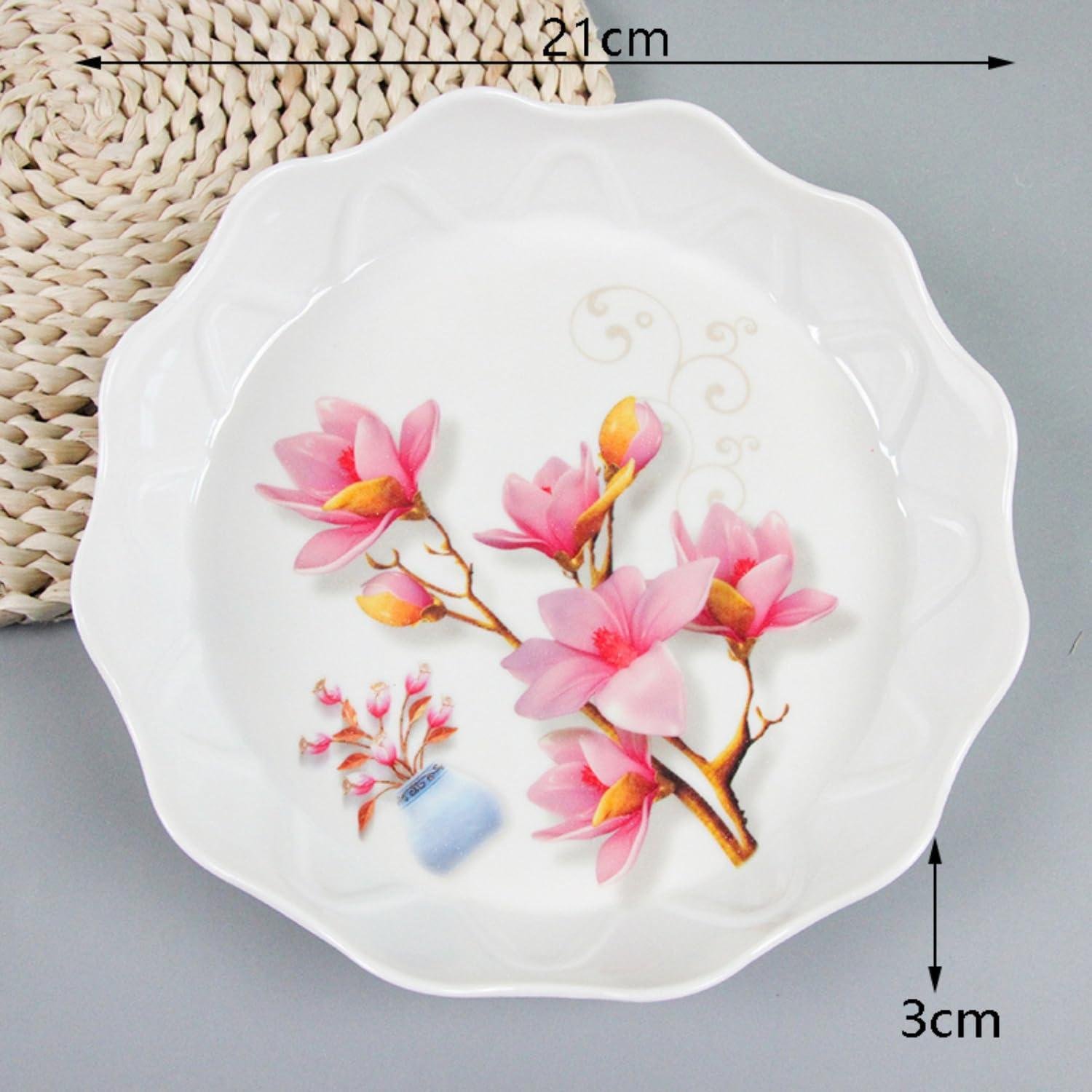Limitless Fruit Plate Stylish and Functional for All Occasions, Fruit Bowls, Plates with Dividers, Snack Tray, Reusable Snack Tray, Fruit Plate for Nuts, White (Floral Wave)