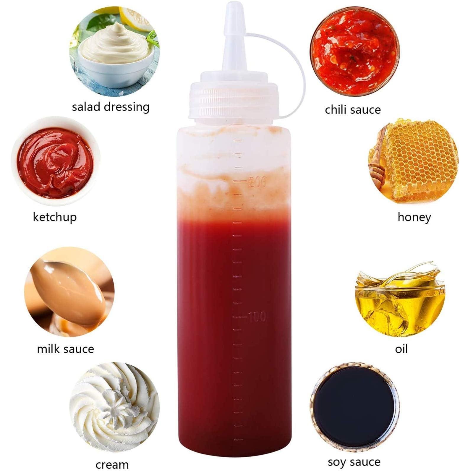 White Squeeze Condiment Bottles with Cap Lids for Sauce, BBQ, Oil, 200ml (2 Pack) ups