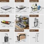 Limitless Dish Rack Dish Drying Rack Dish Drying Stand with Utensil Holder & Cutting Board Holder & Drainboard Tray, Collapsible Rust-Resistant Dish Rack Large Capacity Dish Drainer for Kitchen, Black