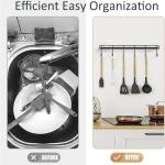 Kitchen Utensil Hooks, Utensil Hangers with 6 Hooks Space Saving No Drilling Waterproof Wall Hook for Kitchen Bathroom Bedroom Black(2 Pack)