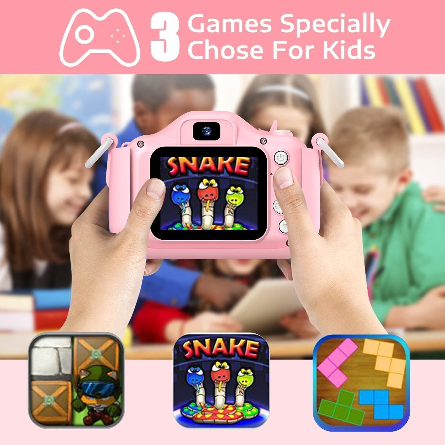 ZONEY Kids Camera Toys for 3-12 Years Old Girls Children Digital Video Camera with Cute Silicone Cover Portable Child Unicorn Toy Christmas Birthday Gifts for Toddler Age 3 4 5 6 7 8 9 (Pink)
