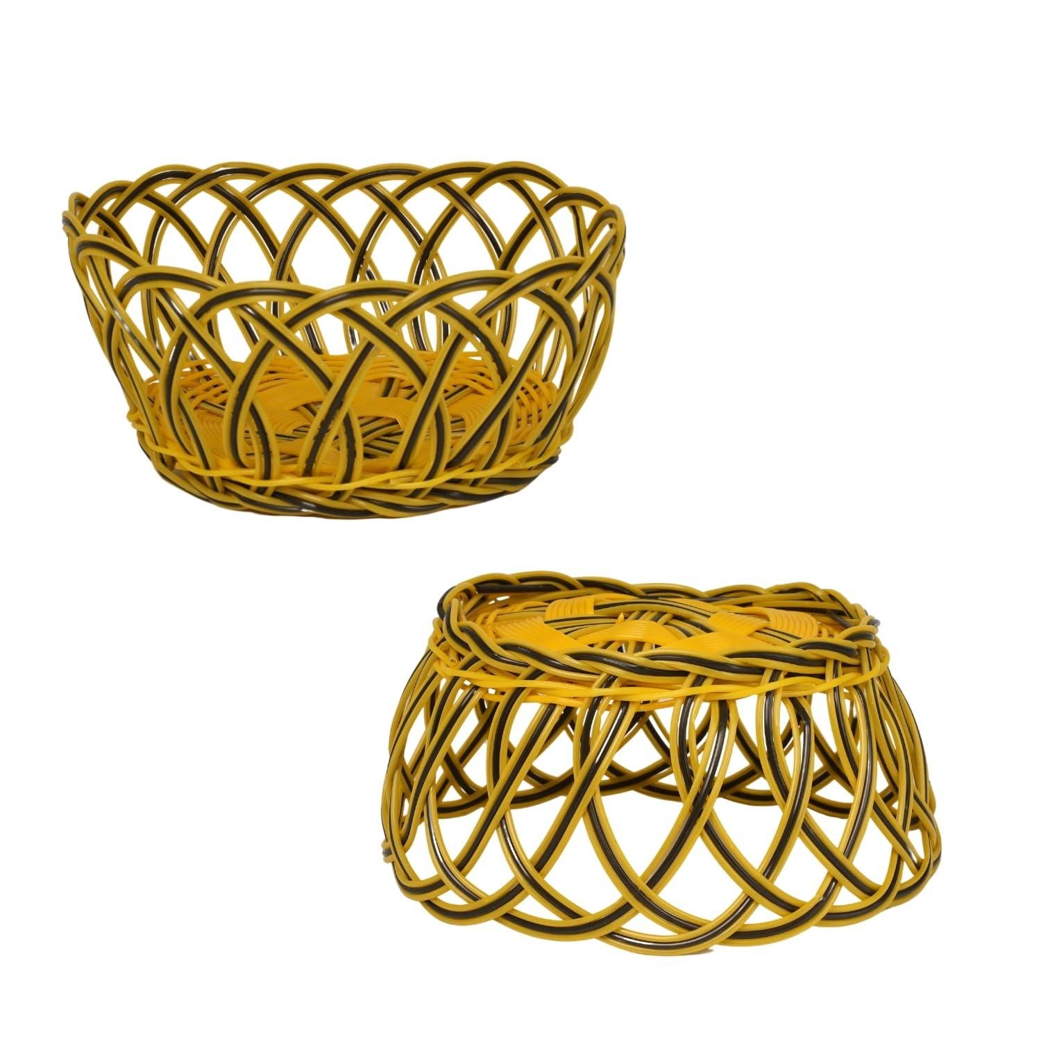 Limitless Three-Wire Woven Basket, Multi-Purpose Storage Organizer, Durable Construction, Ideal for Home Decor, Office Supplies, and Craft Storage, Stylish and Functional Design (Yellow Black, 22cm)