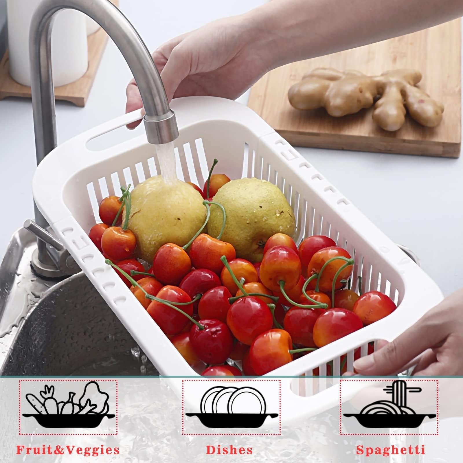 Limitless Extendable Over-the-Sink Colander | Adjustable Strainer Basket for Washing Fruits, Vegetables, and More | Versatile Drain Basket Fits Most Sinks | Ideal Kitchen Tool for Easy Food Preperation