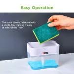 [Pack of 3 pcs] Hi-Care 2-In-1 Soap Pump Dispenser & Sponge Holder Kitchen Sink Washing Soap Dispenser Dishwashing Dispensers with Sponge One-Handed Operation Instant Refill Dish Soap Dispenser