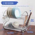 Limitless 2 Tier Stainless Steel Dish Rack Metal Dish Drainer with Removable Drain Board with Utensil Holder Cup Holder Dish Drainer for Kitchen Counter Top