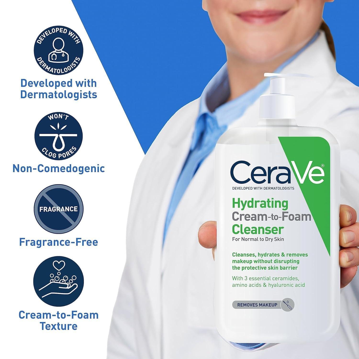 Cerave Hydrating Cleanser Cream-To-Foam 12oz Pump