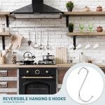 Limitless 10 Pieces Stainless Steel Flat S Hook Clothes Bags Towels Plants Hanging Rack Multi-function Kitchen Bedroom Railing S Hanger Hook, (Flat S Hook)