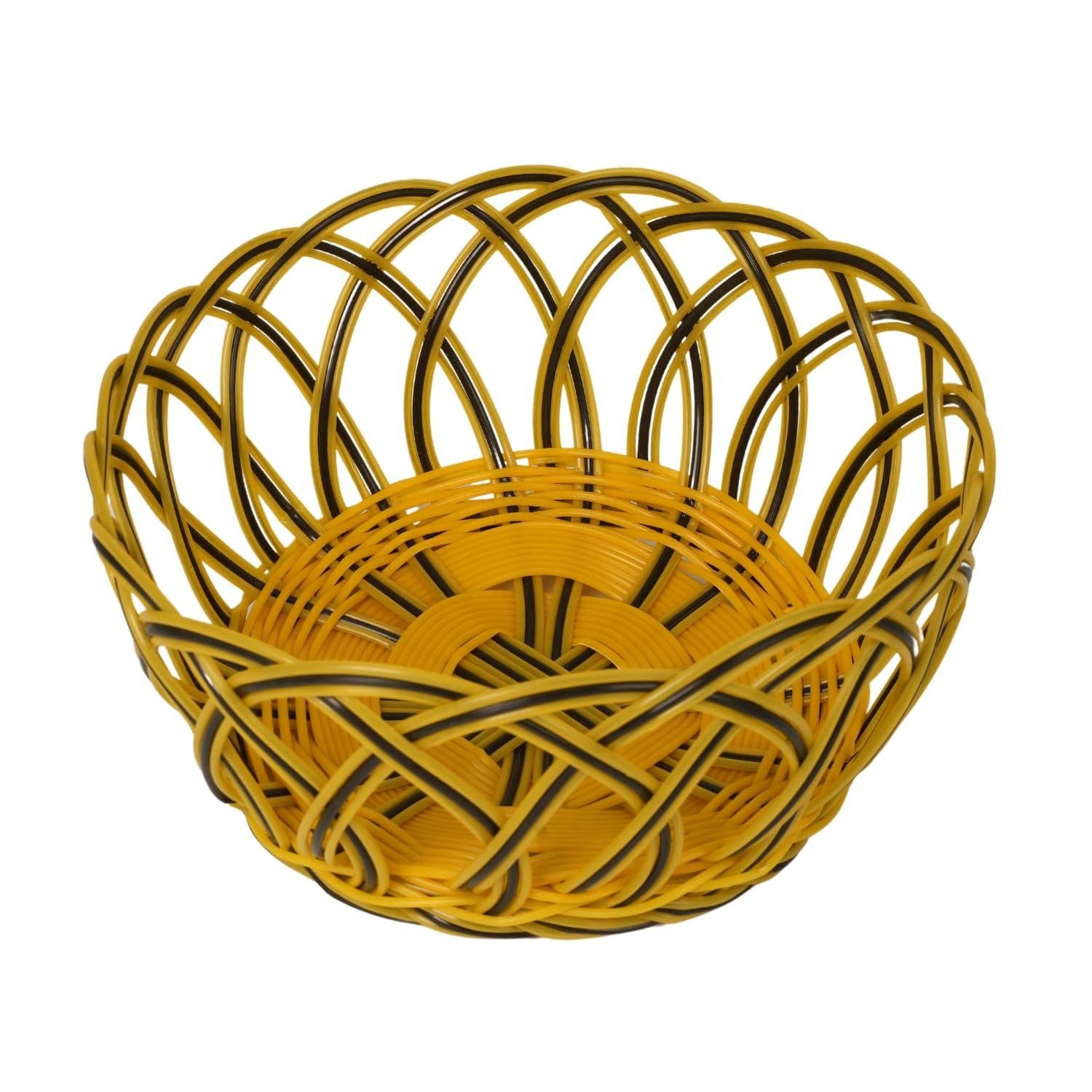 Limitless Three-Wire Woven Basket, Multi-Purpose Storage Organizer, Durable Construction, Ideal for Home Decor, Office Supplies, and Craft Storage, Stylish and Functional Design (Yellow Black, 22cm)