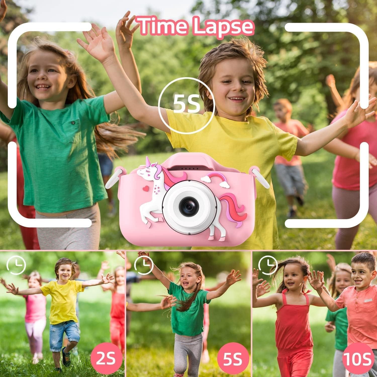 ZONEY Kids Camera Toys for 3-12 Years Old Girls Children Digital Video Camera with Cute Silicone Cover Portable Child Unicorn Toy Christmas Birthday Gifts for Toddler Age 3 4 5 6 7 8 9 (Pink)
