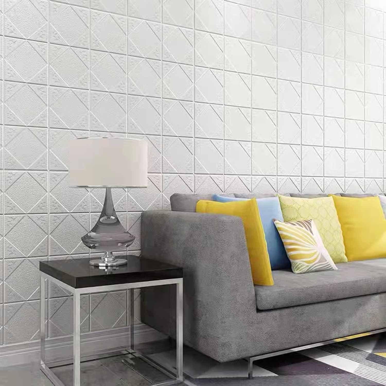 Limitless 60 * 60 Wall Sticker Self-Adhesive Panel Home DecorationWallpaper Home Decor Living Room Bedroom Decoration Bathroom Kitchen Wall | Grey - Pack of 6