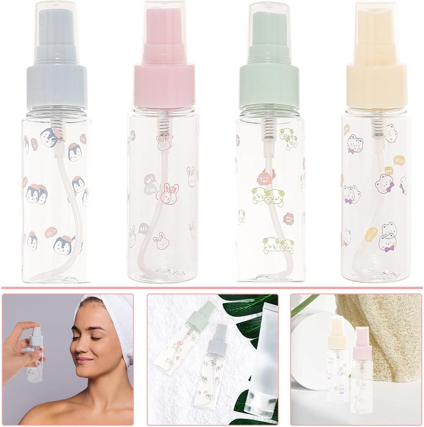 Limitless 4PC Cartoon Small Spray Bottle Reusable Spray Bottle Refillable Spray Bottle Leak-Proof, Perfect For Travel, Makeup, And Pet Care Travel Liquid (White)