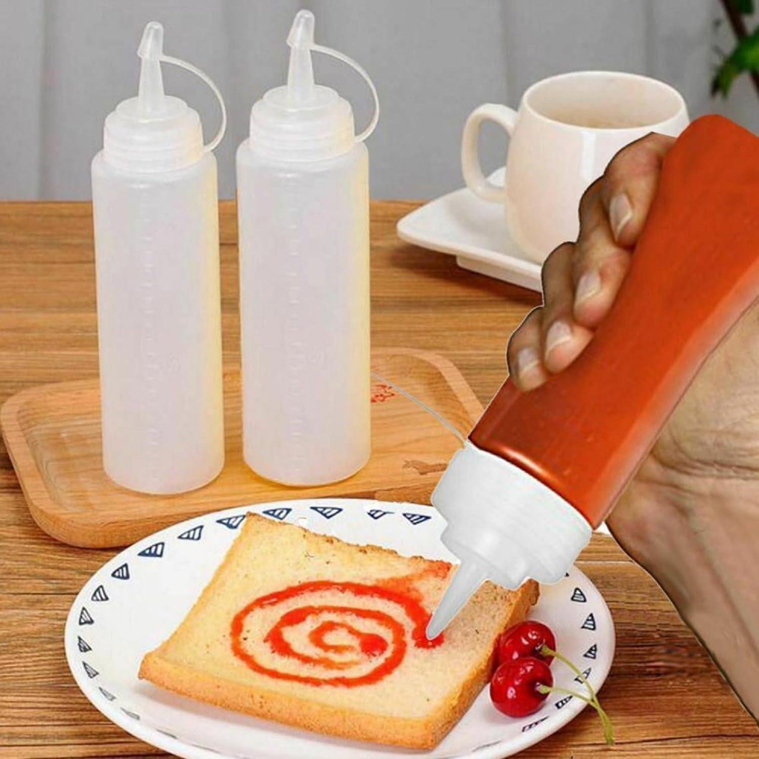 White Squeeze Condiment Bottles with Cap Lids for Sauce, BBQ, Oil, 200ml (2 Pack) ups