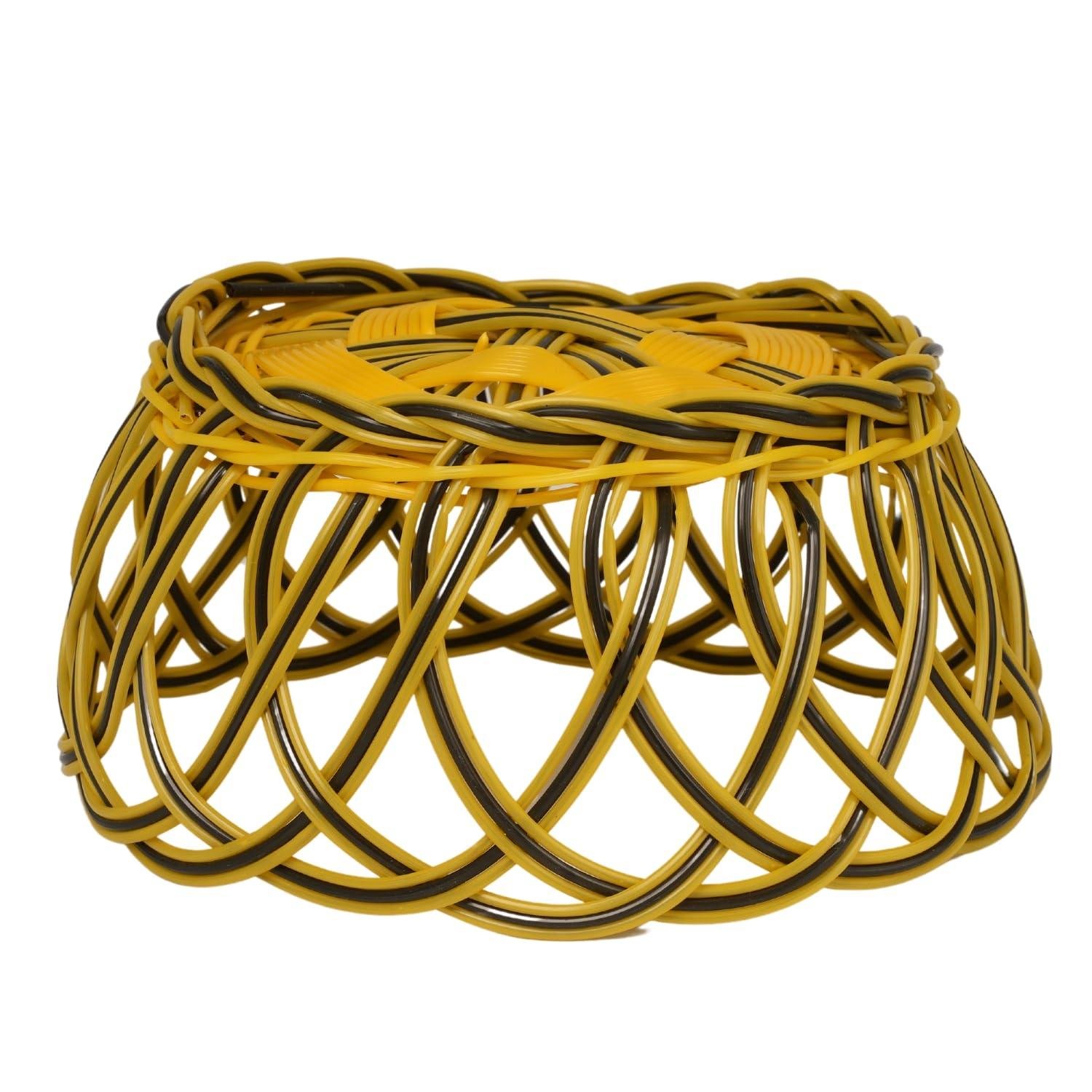Limitless Three-Wire Woven Basket, Multi-Purpose Storage Organizer, Durable Construction, Ideal for Home Decor, Office Supplies, and Craft Storage, Stylish and Functional Design (Yellow Black, 22cm)