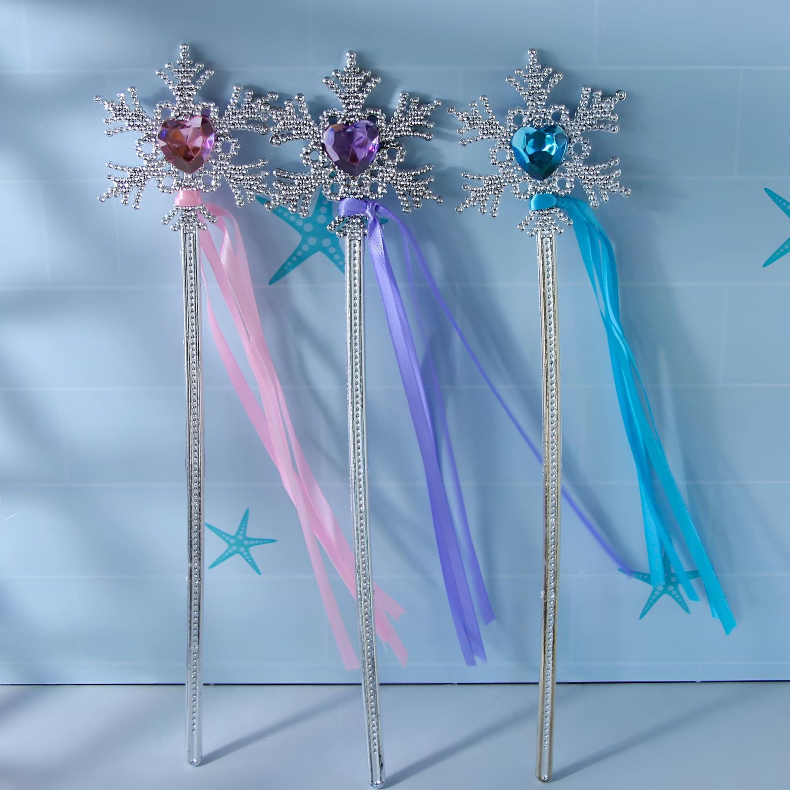 Princess Wand Butterfly with Fabric Bands and Gemstones, Plastic, Fairy Tale, Mariposa, Accessory, Costume, Carnival Accessories Set Costume Princess Children Decorations for Baby Girls (Purple)
