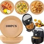 100PCS Air Fryer Disposable Paper Liner,non-stick Disposable Air Fryer Liners,paper Liners for Air Fryer Basket Oil-proof,Water-proof,Parchment for Baking Roasting Microwave