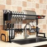 Limitless Dish Rack Dish Drying Rack Dish Drying Stand with Utensil Holder & Cutting Board Holder & Drainboard Tray, Collapsible Rust-Resistant Dish Rack Large Capacity Dish Drainer for Kitchen, Black