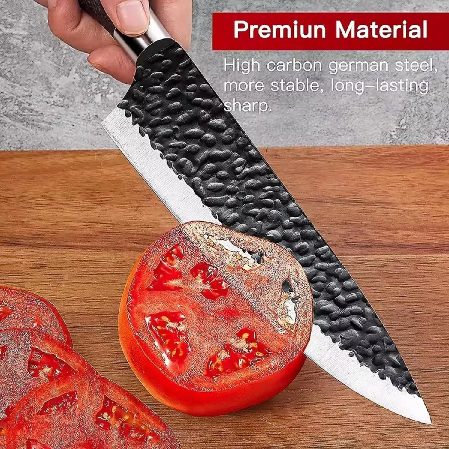 6PC Kitchen Knife Set RazorSharp Stainless Steel with Handle Include Peeler & Scissor
