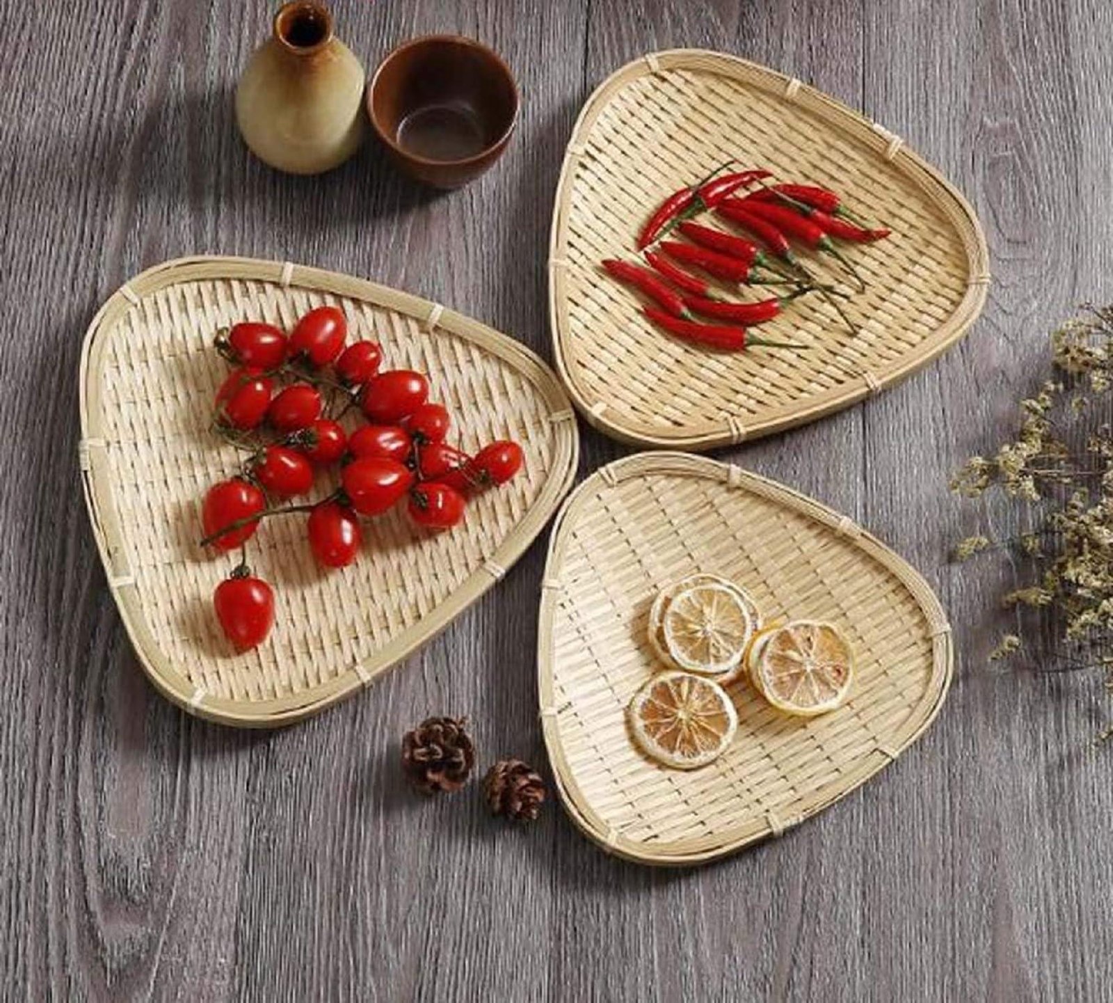 Limitless Heart-Shaped Fruit Plate Stylish and Functional for All Occasions, Fruit Bowls, Plates with Dividers, Snack Tray, Reusable Snack Tray, Fruit Plate for Nuts (Bamboo Wooven Heart)