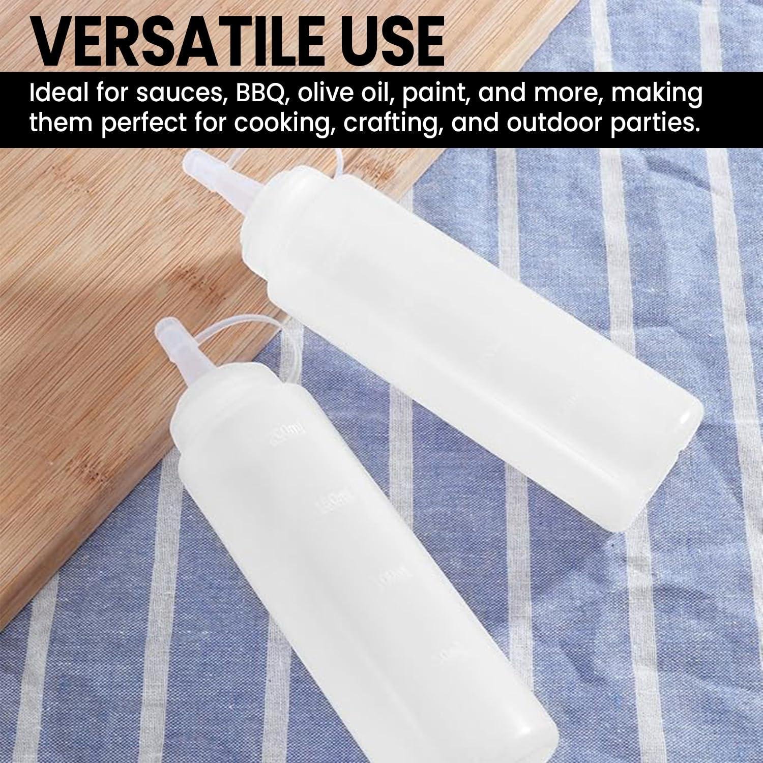 White Squeeze Condiment Bottles with Cap Lids for Sauce, BBQ, Oil, 200ml (2 Pack) ups