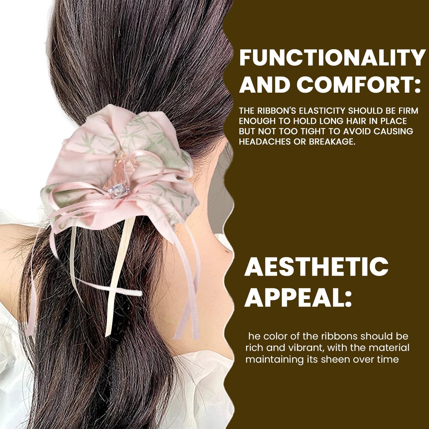 Limitless Bagged Traditional Chinese Style Ribbon Hair Ties, Long Tail Ponytail