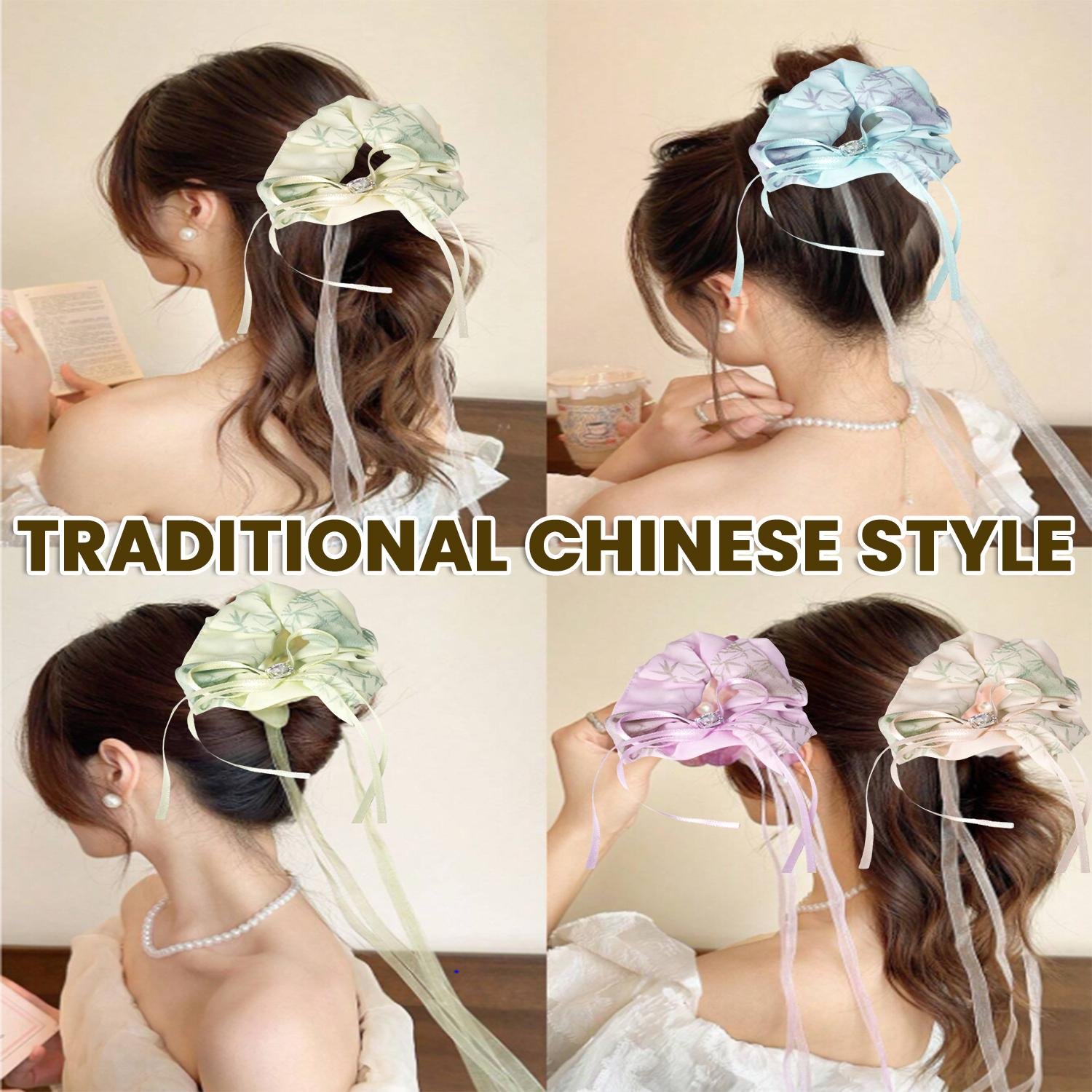 Limitless Bagged Traditional Chinese Style Ribbon Hair Ties, Long Tail Ponytail