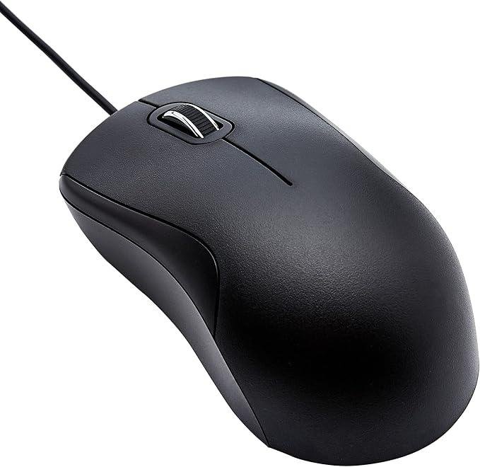 Basics 3-Button USB Wired Mouse - Standard, Black